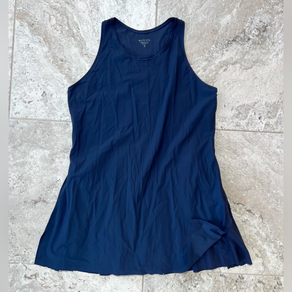 Athleta Match Point Pleated Sleeveless High Neck Tennis Dress in Navy Blue, XL - Picture 10 of 10